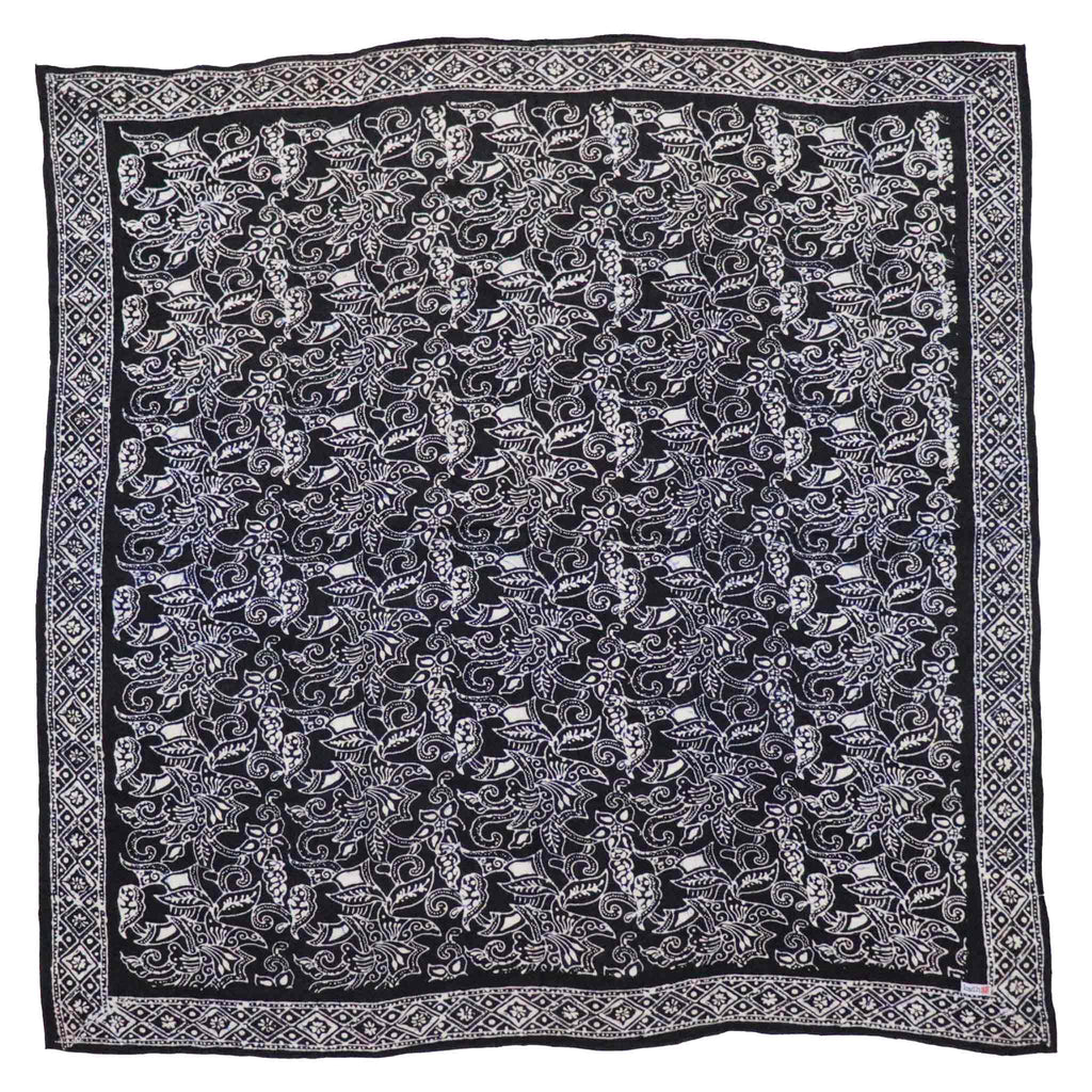 Large 39" Hand Dyed Batik Bandana, 100% Soft Cotton, Wings, Blue