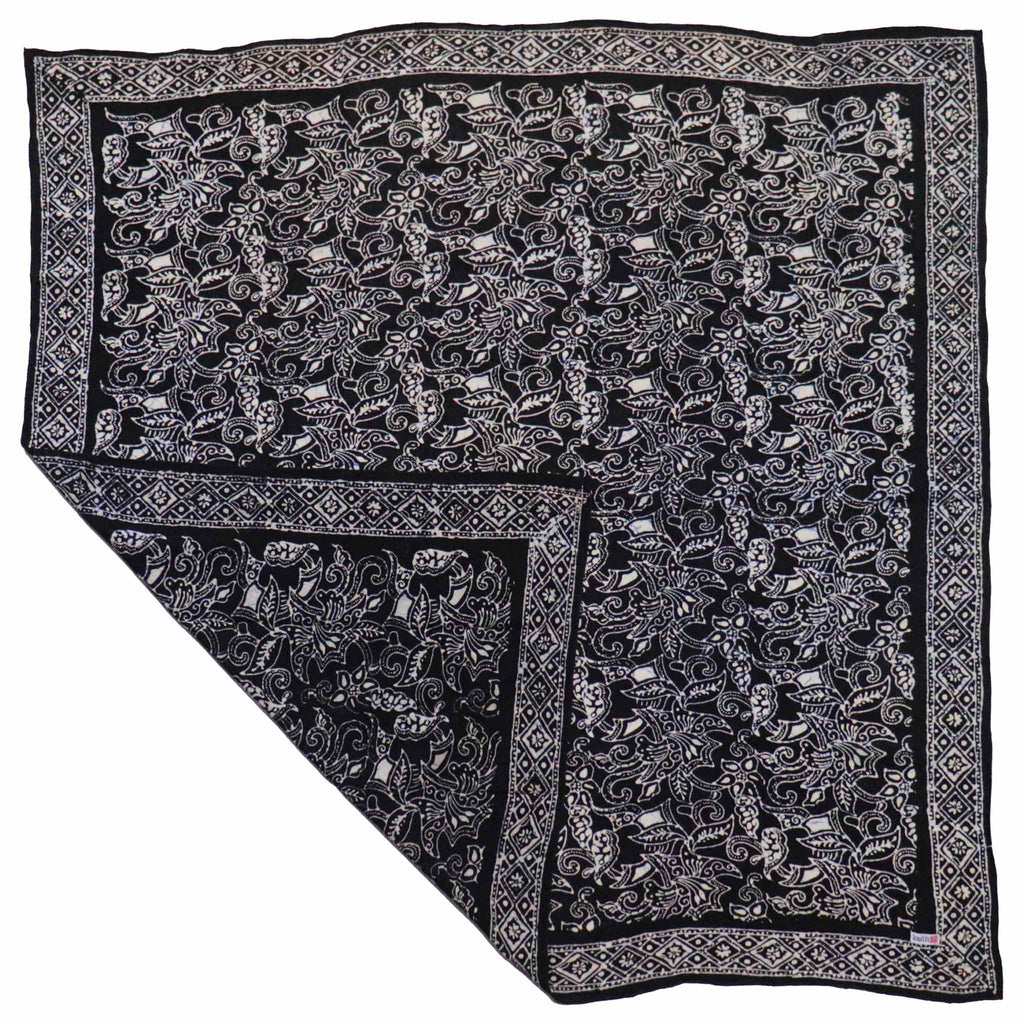 Large 39" Hand Dyed Batik Bandana, 100% Soft Cotton, Wings, Blue