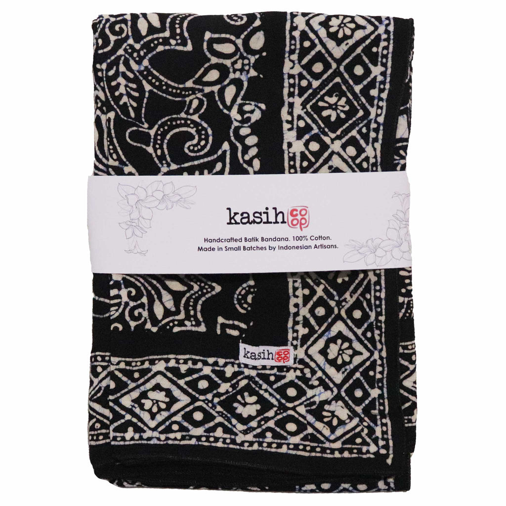Large 39" Hand Dyed Batik Bandana, 100% Soft Cotton, Wings, Blue