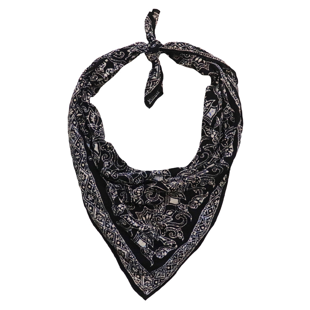 Large 39" Hand Dyed Batik Bandana, 100% Soft Cotton, Wings, Blue