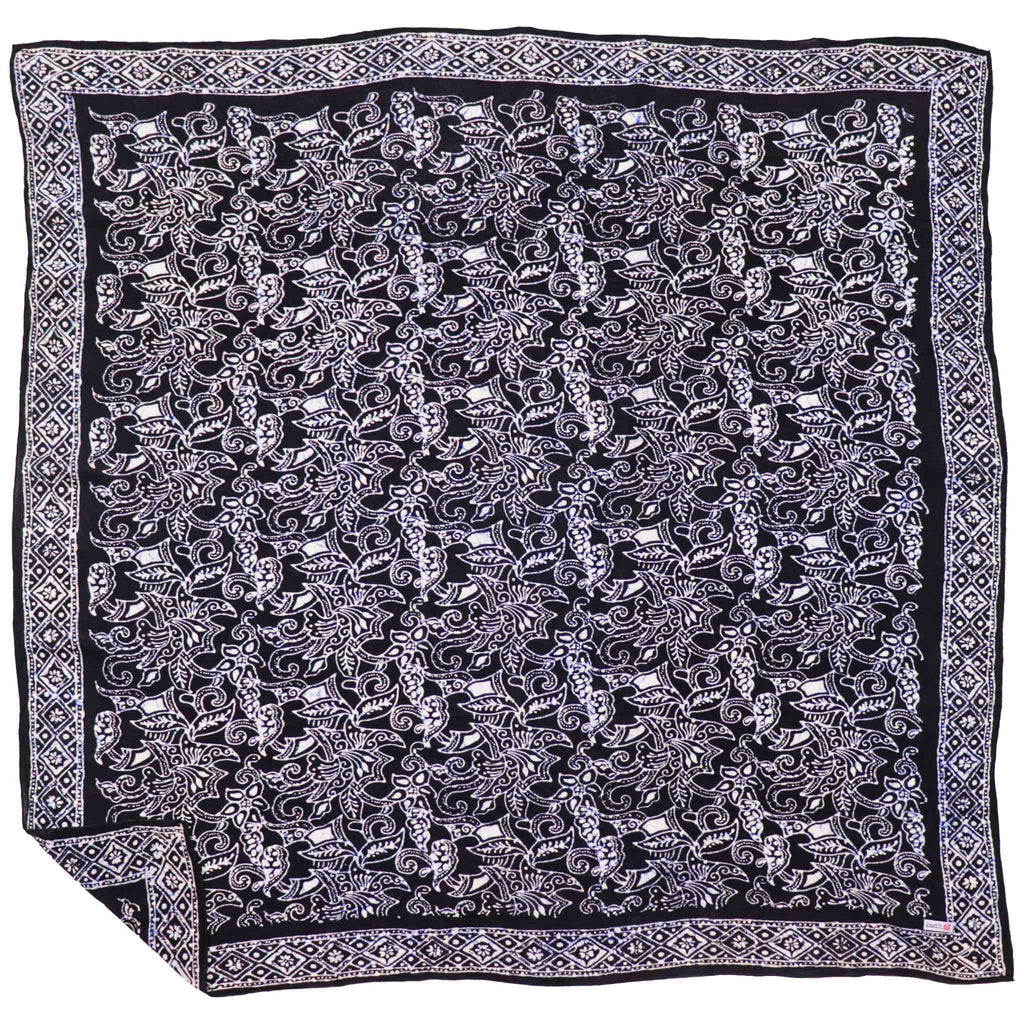 Large 39" Hand Dyed Batik Bandana, 100% Soft Cotton, Wings, Blue