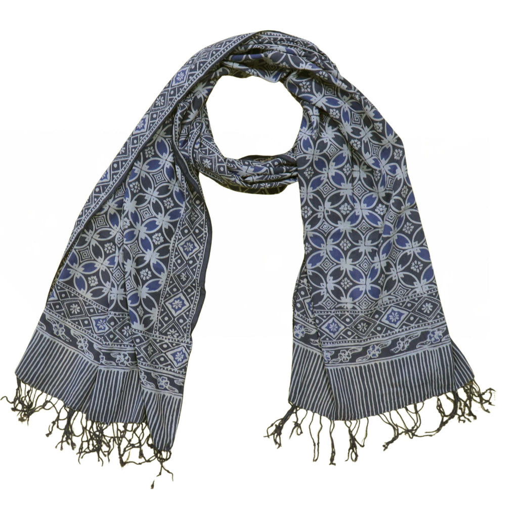 Handmade Batik Scarf - soft Cotton - Charcoal Grey