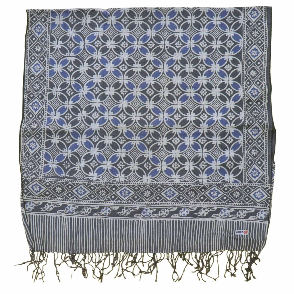 Handmade Batik Scarf - soft Cotton - Charcoal Grey