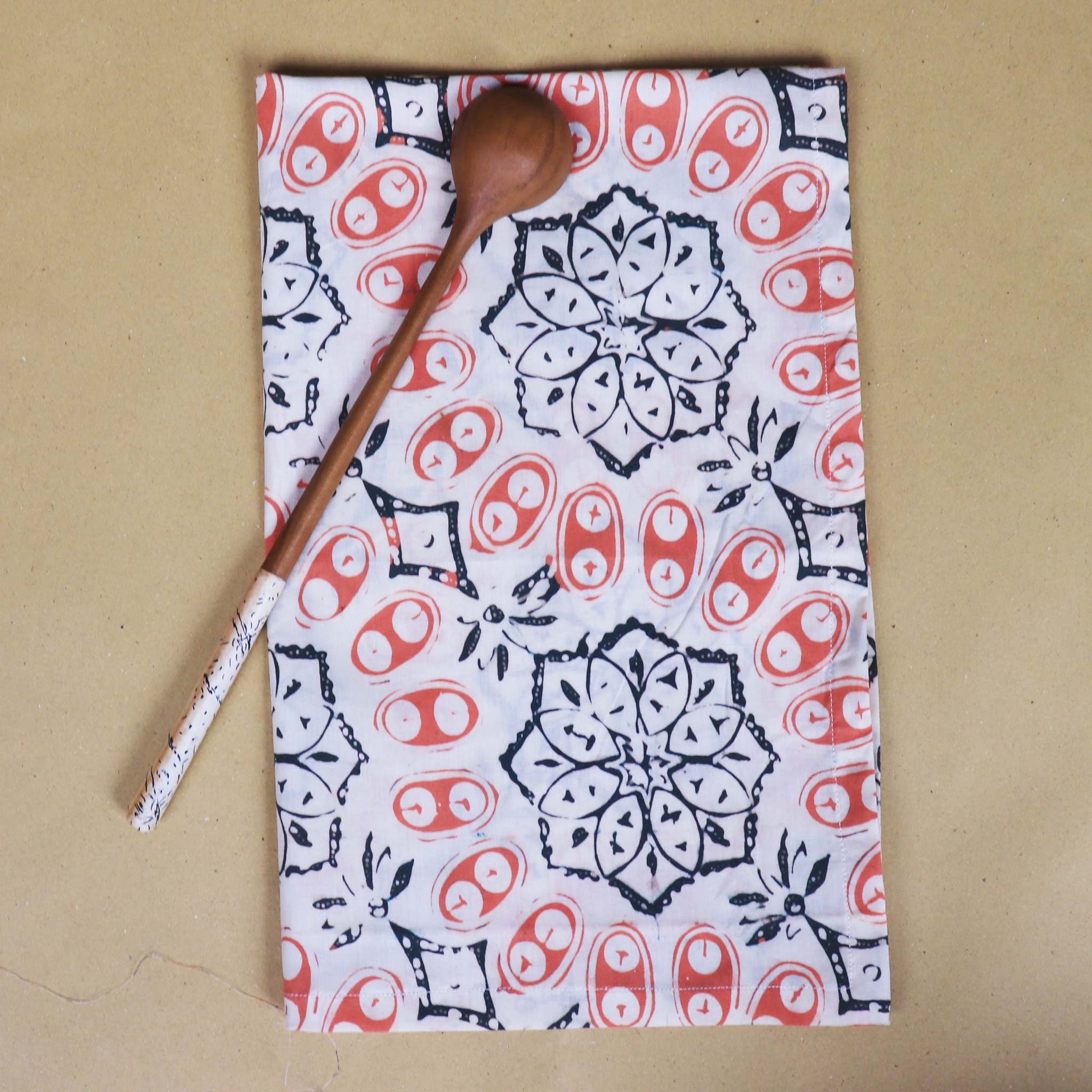 Batik Tea Towel Hand Dyed, Autumn Coral, Hand Dyed, 100% Cotton