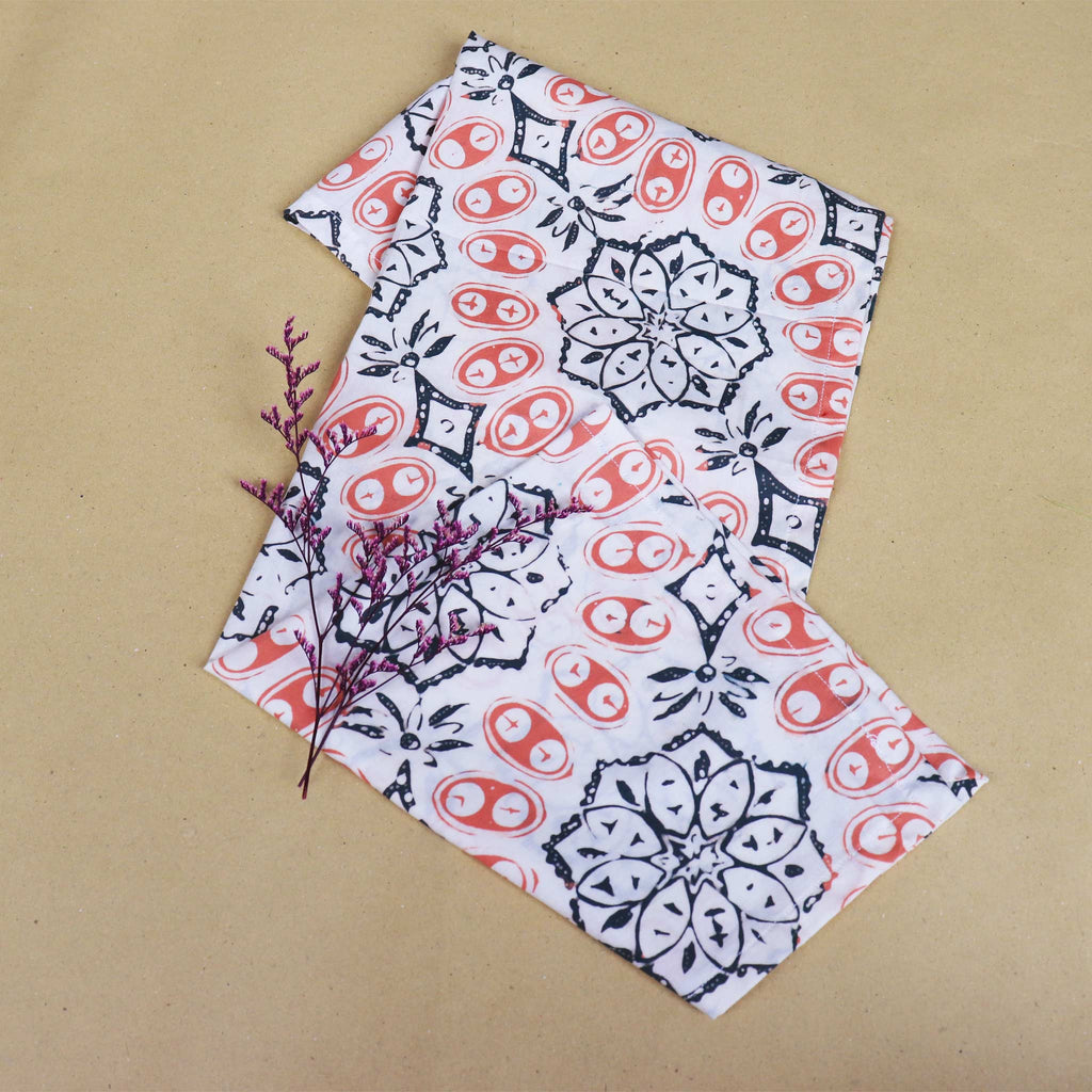 Batik Tea Towel Hand Dyed, Autumn Coral, Hand Dyed, 100% Cotton