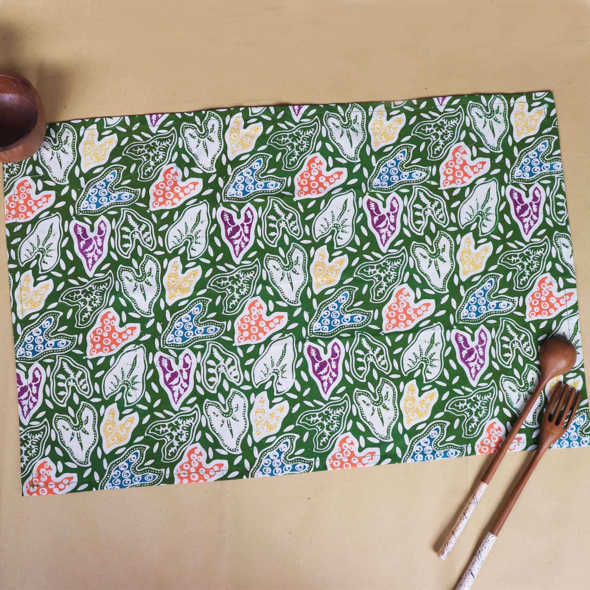 Batik Tea Towel Hand Dyed, Taro Leaf, Hand Dyed, 100% Cotton
