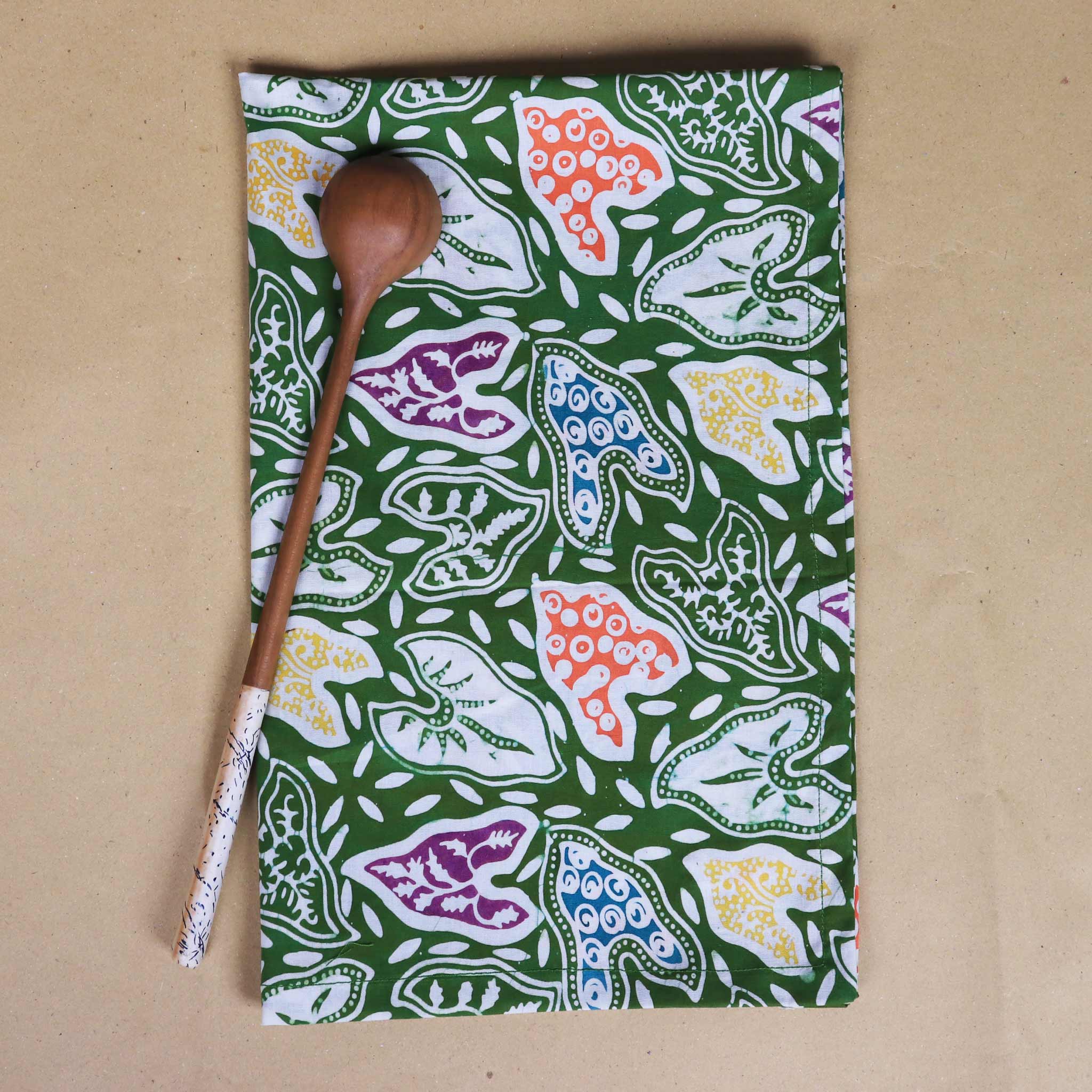 Batik Tea Towel Hand Dyed, Taro Leaf, Hand Dyed, 100% Cotton