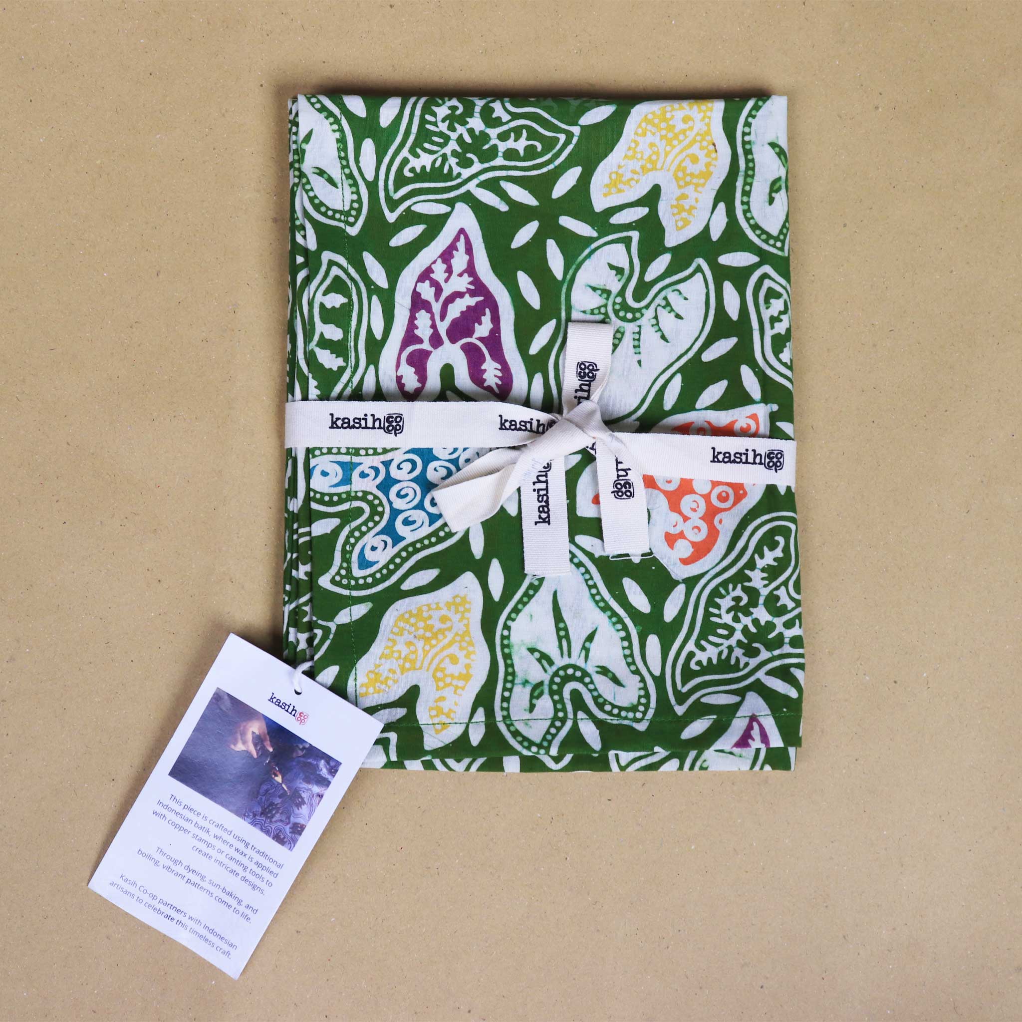 Batik Tea Towel Hand Dyed, Taro Leaf, Hand Dyed, 100% Cotton