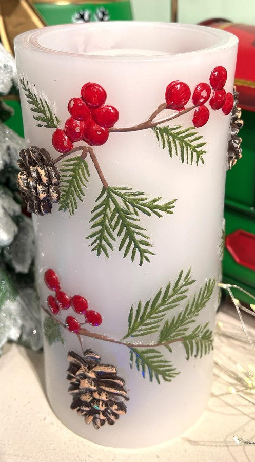 Christmas Pine & Berries Water Candle