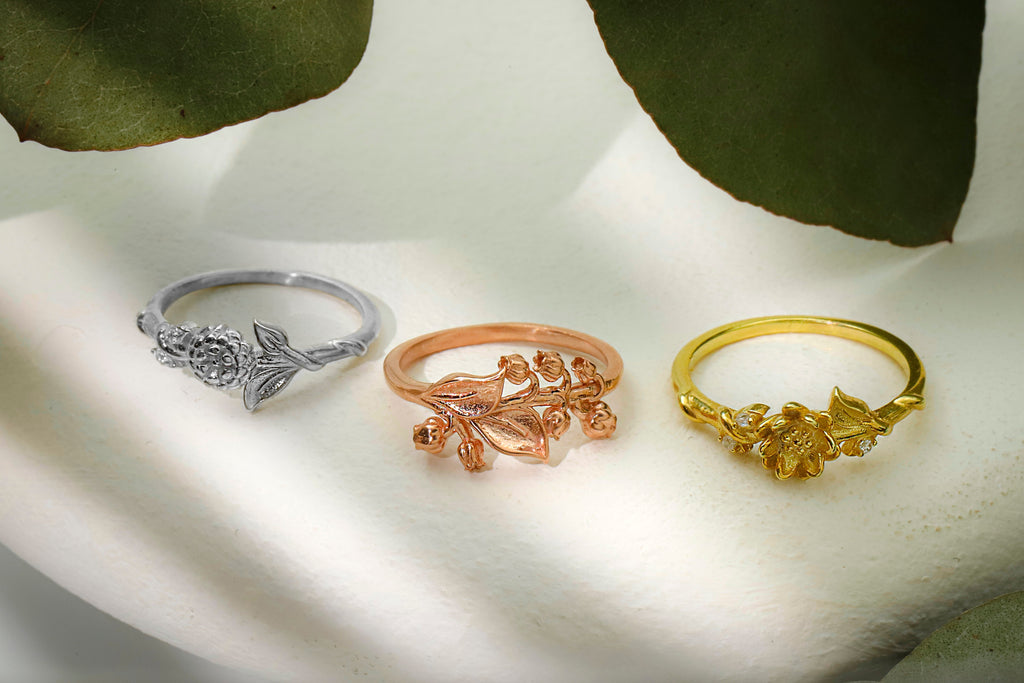 Eternal Bloom Birth Month Flower Ring with Sparkling CZ Diamond