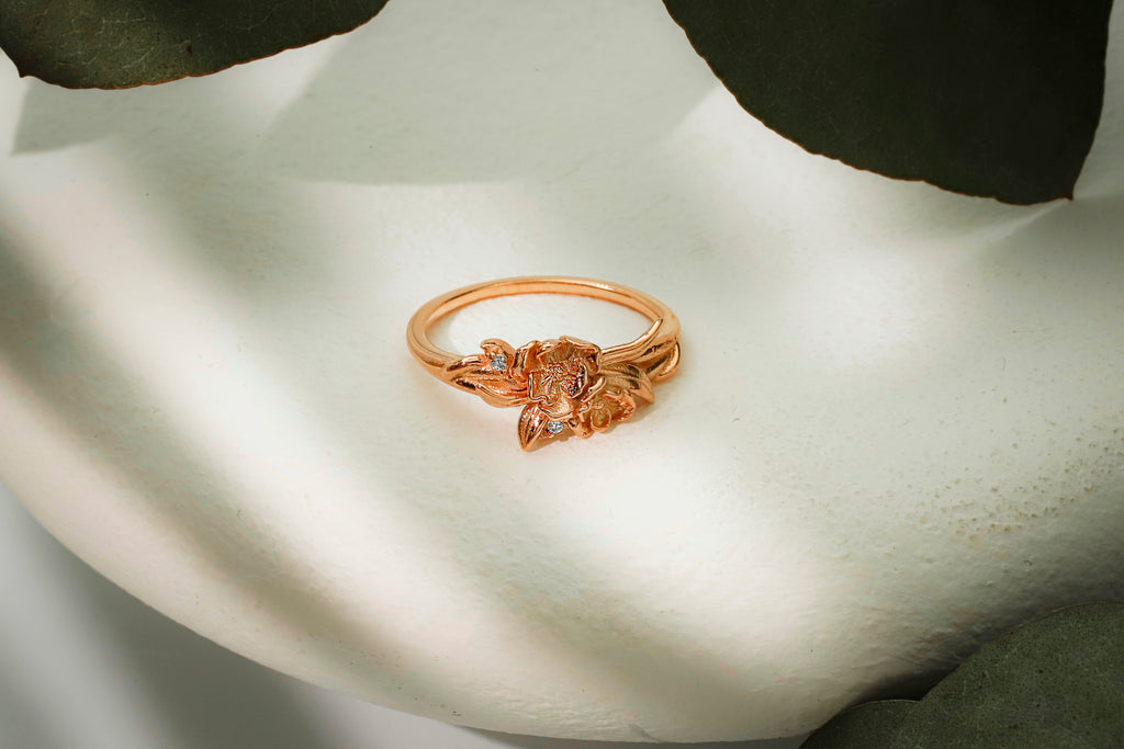 Eternal Bloom Birth Month Flower Ring with Sparkling CZ Diamond