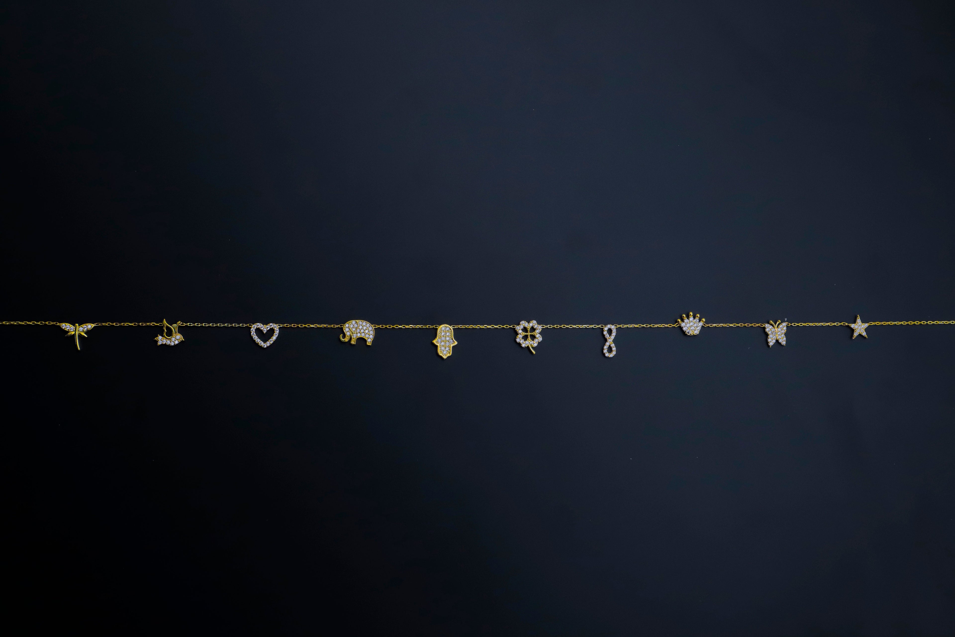 Dainty Initial Pave Necklace with Diamond Heart