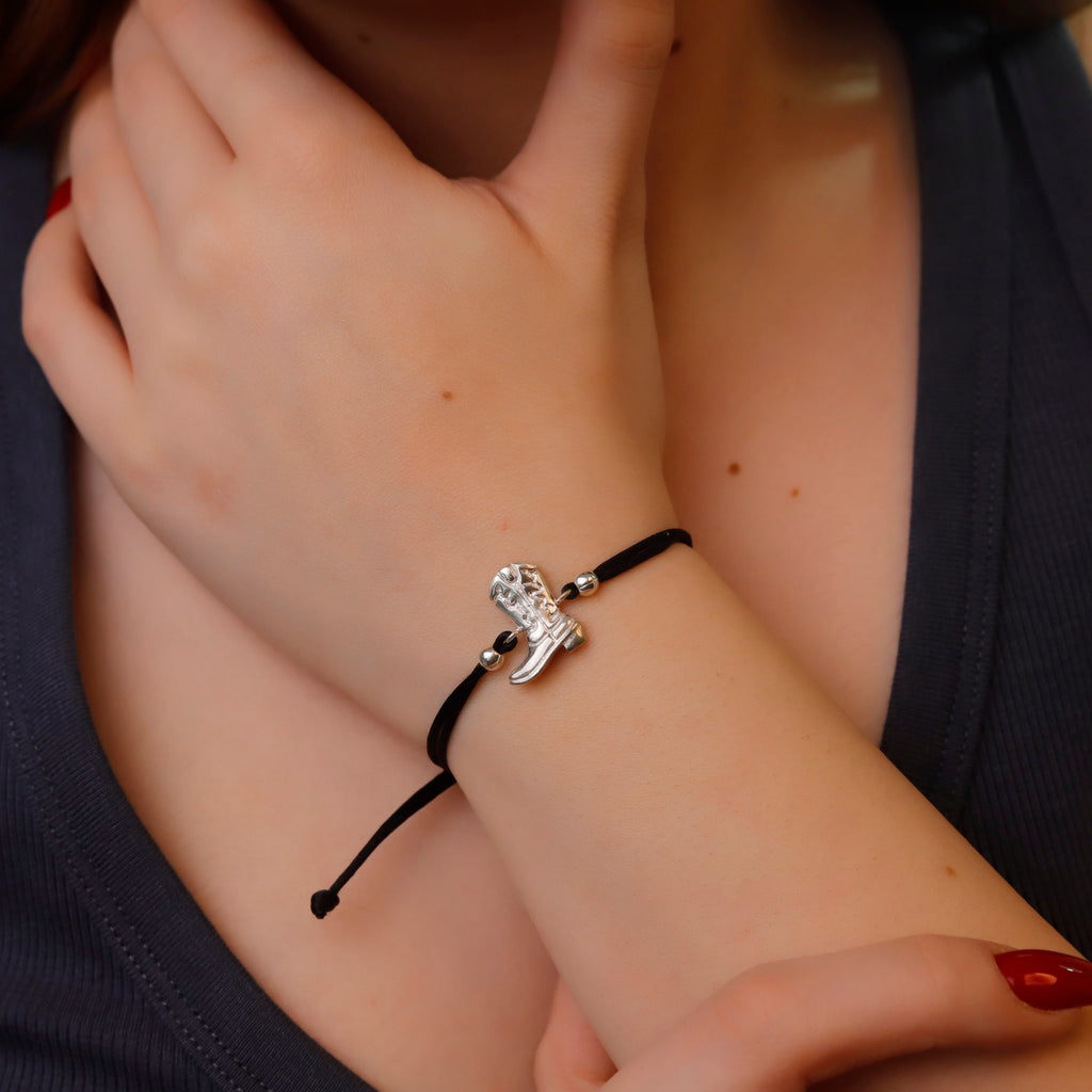 Cowboy Spirit Bracelets: 925 Sterling Silver Hat and Boots Jewelry