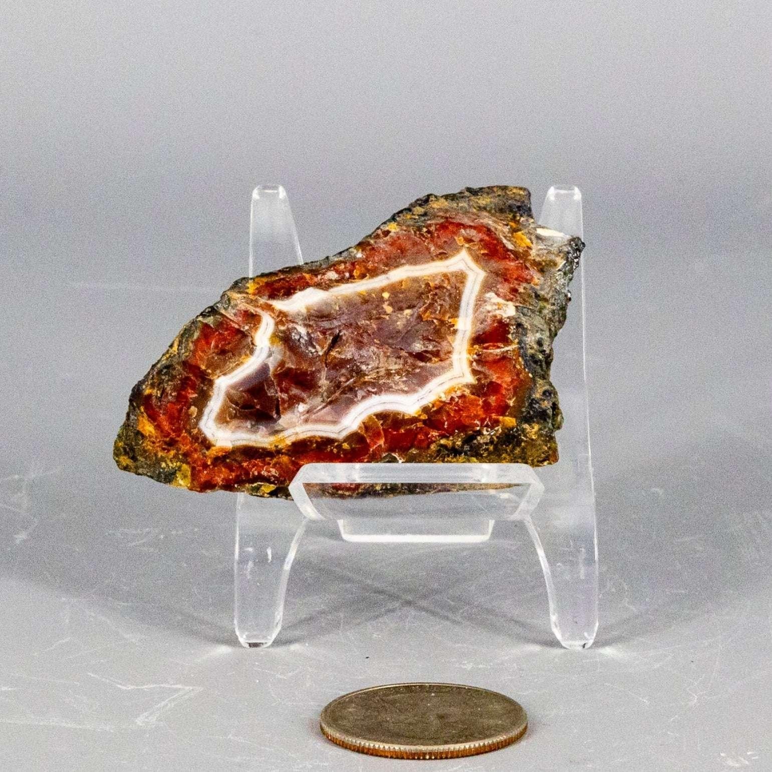 Moroccan Agate Crystal Geode Slice Polished Display