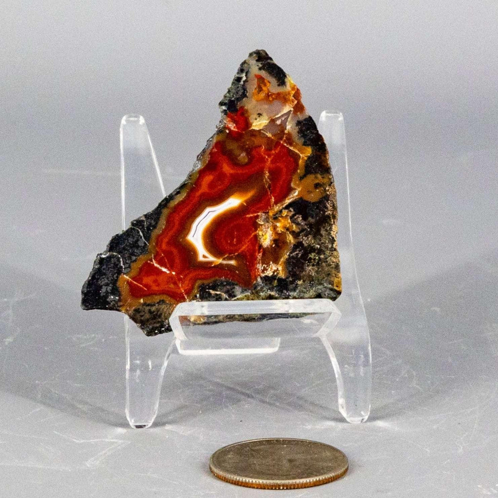 Moroccan Agate Crystal Geode Slice Polished Display