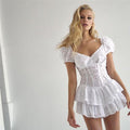 Nadia White Ruffled Pleated Mini Dress