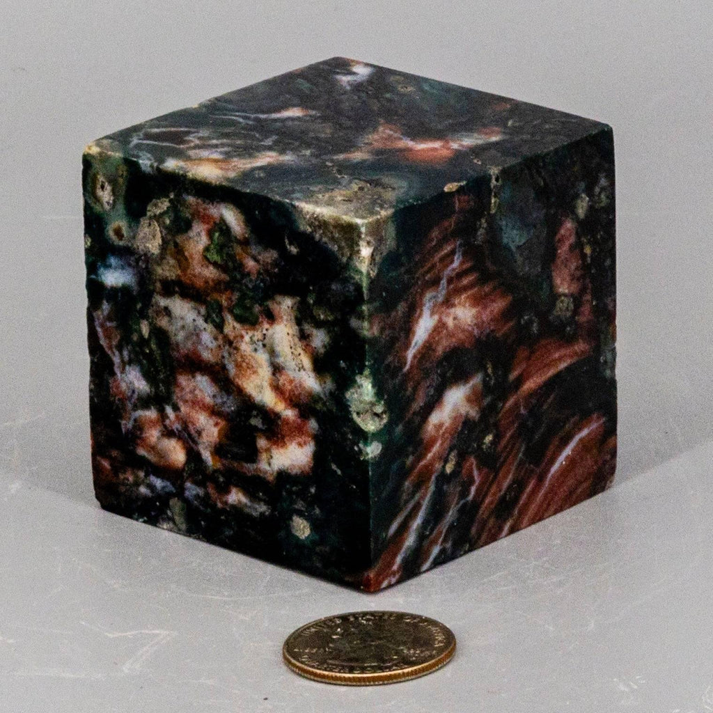 Ocean Jasper Dark Crystal Cut Corner Cube Polished Stone
