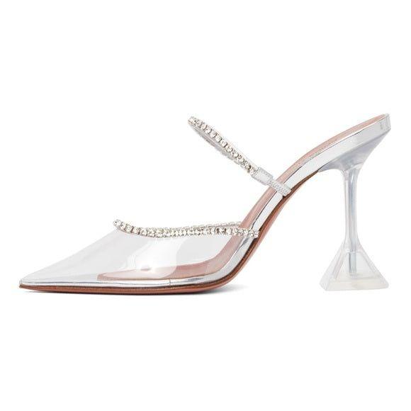 Out Out Crystal Embellished Clear Heels