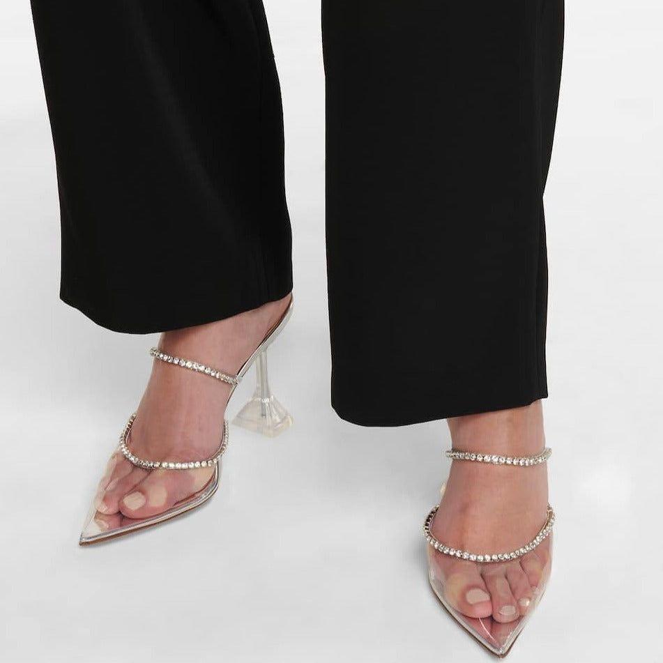 Out Out Crystal Embellished Clear Heels