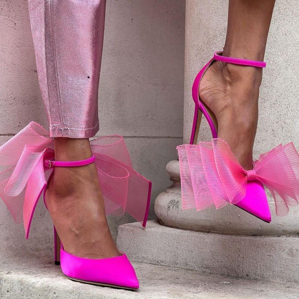 Party Doll Hot Pink Oversized Bows Heels