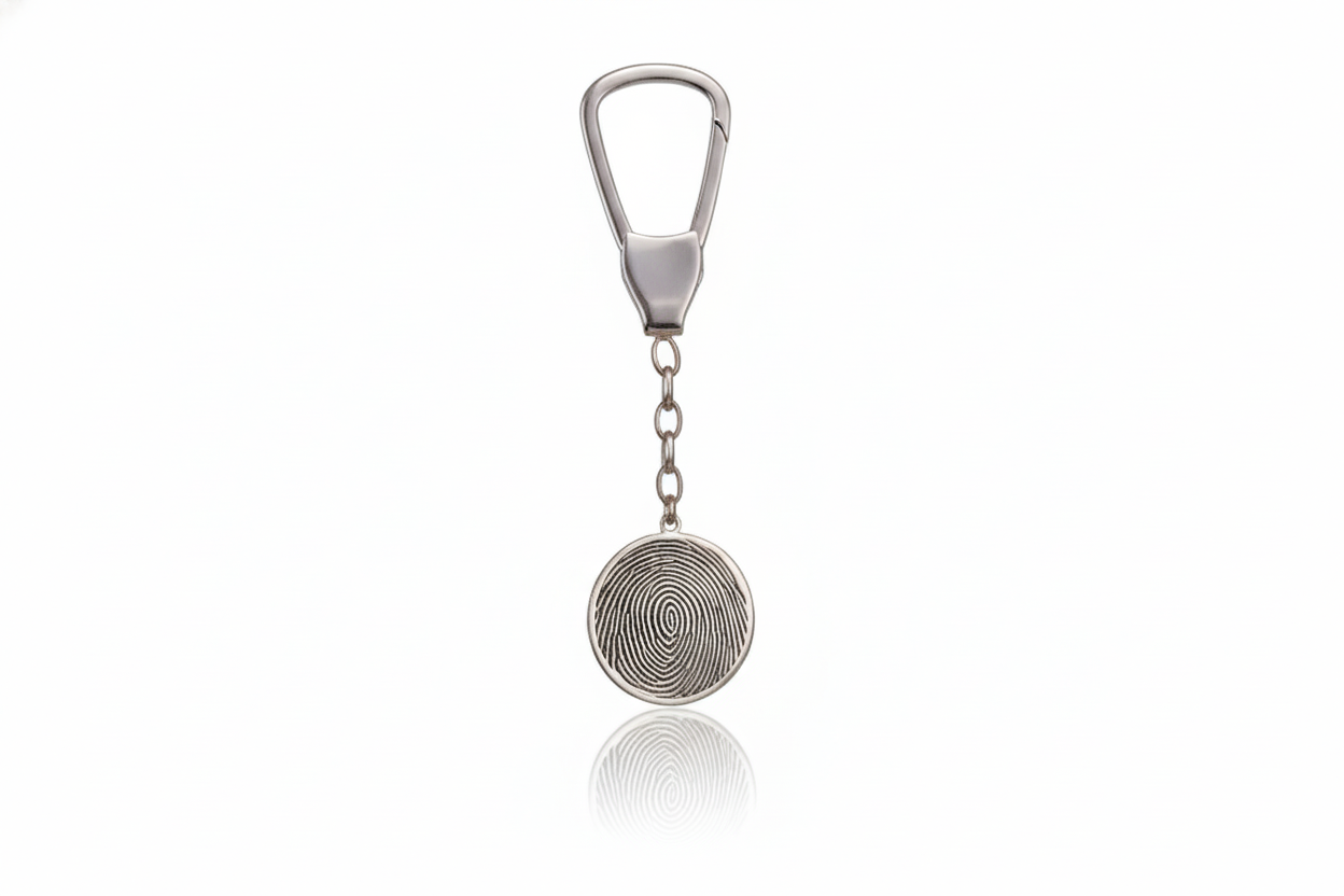 Fingerprint Keychain - Personalized 925 Sterling Silver Memorial Gift