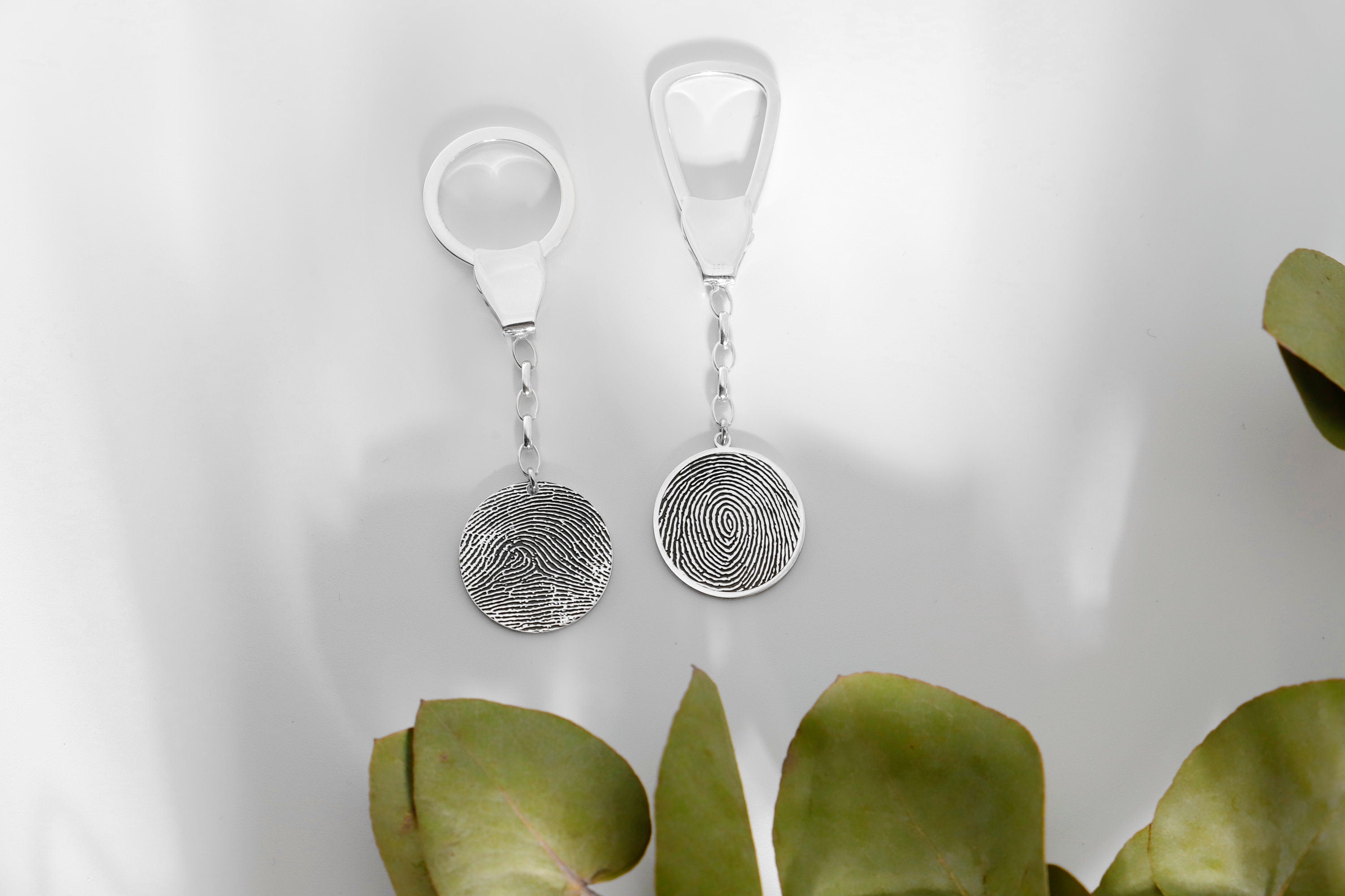 Fingerprint Keychain - Personalized 925 Sterling Silver Memorial Gift
