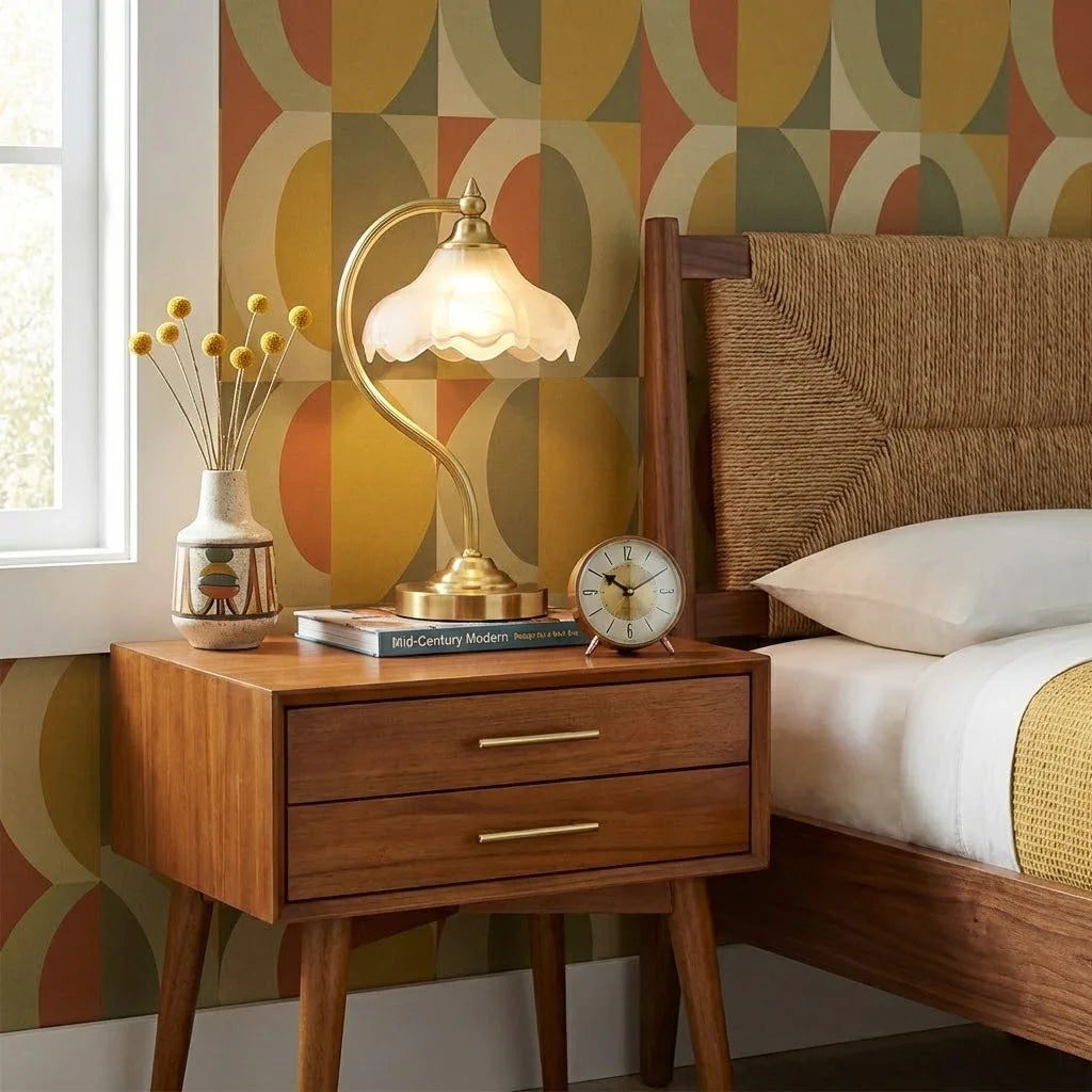 Brass Glass Petal Table Lamp E26 Dimmable 16.5" Gold Base