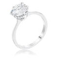 2Ct Rhodium Round Cut Scallop Solitaire Engagement Ring Size 8