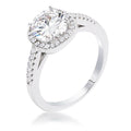 2.97Ct Rhodium Plated Classic Cushion Cut Halo Ring Size 5
