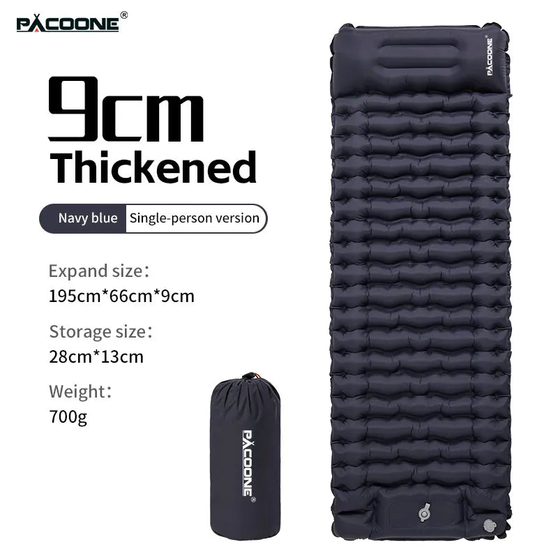 PACOONE Inflatable Camping Mattress with Pillow Ultralight Air Sleeping Pad Pump