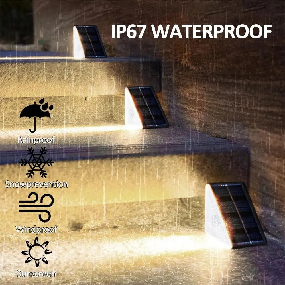 Outdoor Solar Step Lights Warm White RGB IP67 Waterproof Pathway Patio Yard