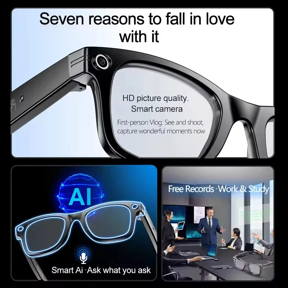 AI Smart Camera Glasses Photo Video Recording Translation Bluetooth Call Sunglasses