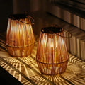 Outdoor Solar Hanging Lights Waterproof Woven Lanterns for Garden Yard