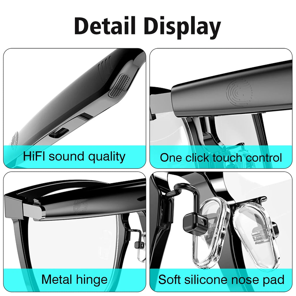 Wireless Smart Glasses with Bluetooth Music & Calling for Android iOS Tech