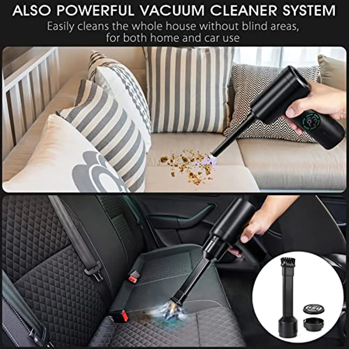 7500mAh Portable Air Duster – Cordless Compressed Blower & Vacuum for PC Keyboards