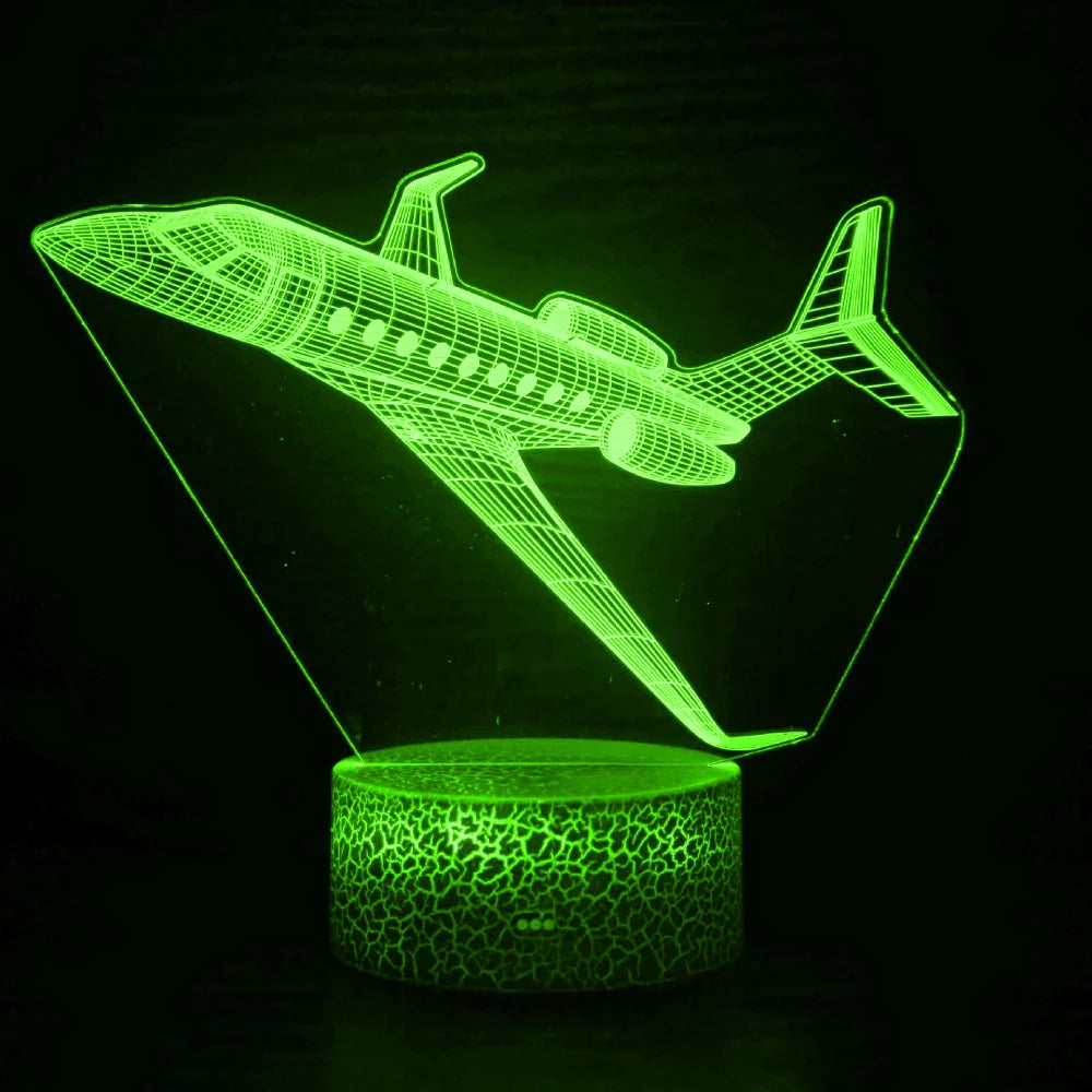 Airplane 3D LED Night Light | USB Illusion Bedside Lamp for Bedroom Decor