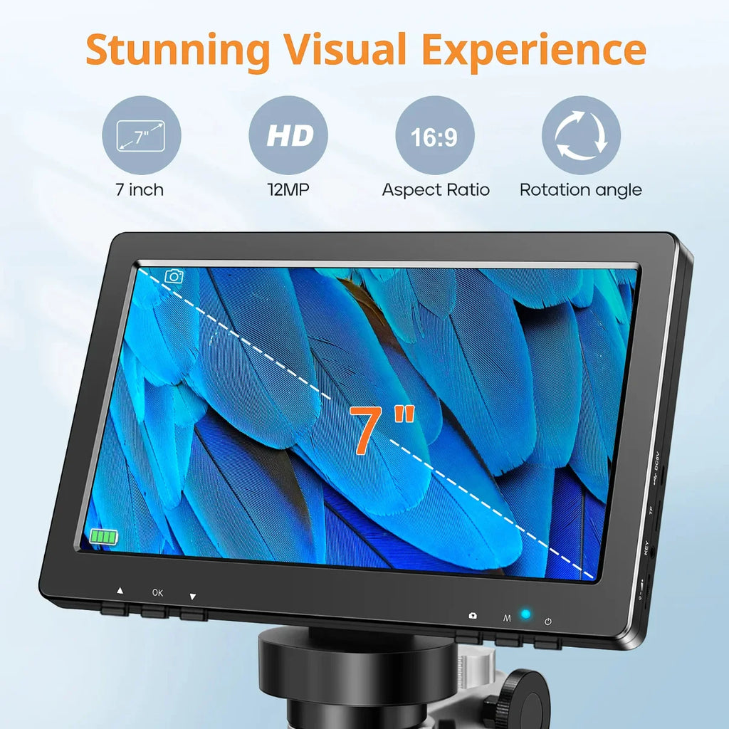 7 Inch Digital Microscope 1200X Coin Repair Camera with LED PC View