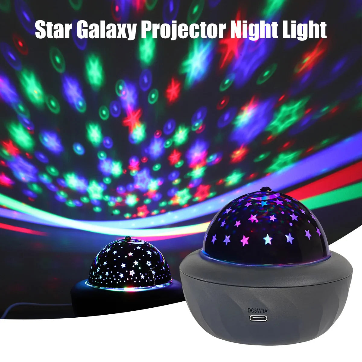 USB RGB Starry Night Sky Projector | Rotating Moon Stars Room Decor Lamp