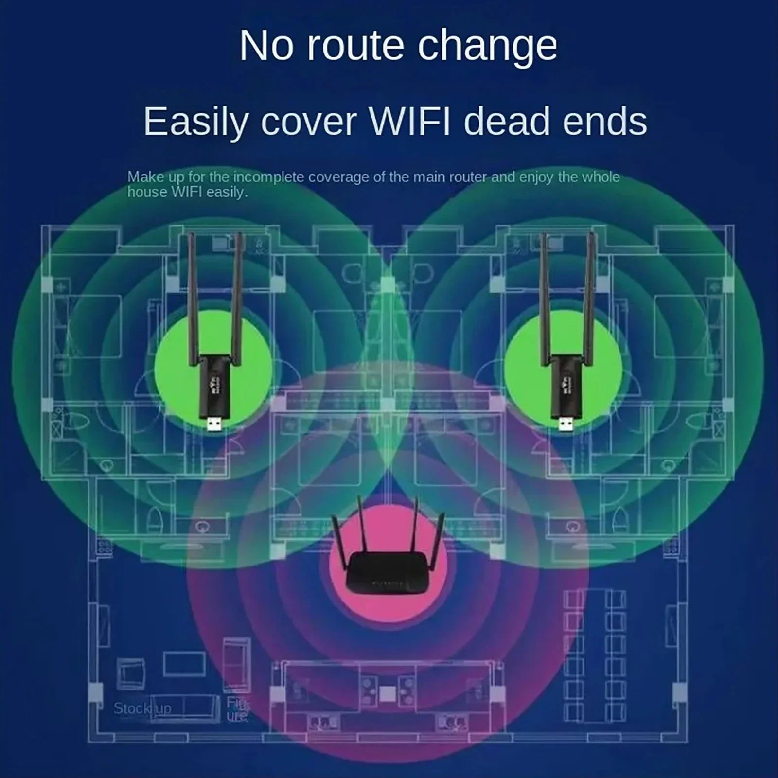 300Mbps WiFi Extender 2.4G USB Signal Booster Long Range Repeater