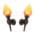 Pack of 2 Rustic Outdoor Wall Lights LED Flame Torch Lamps E27 Garden Lighting
