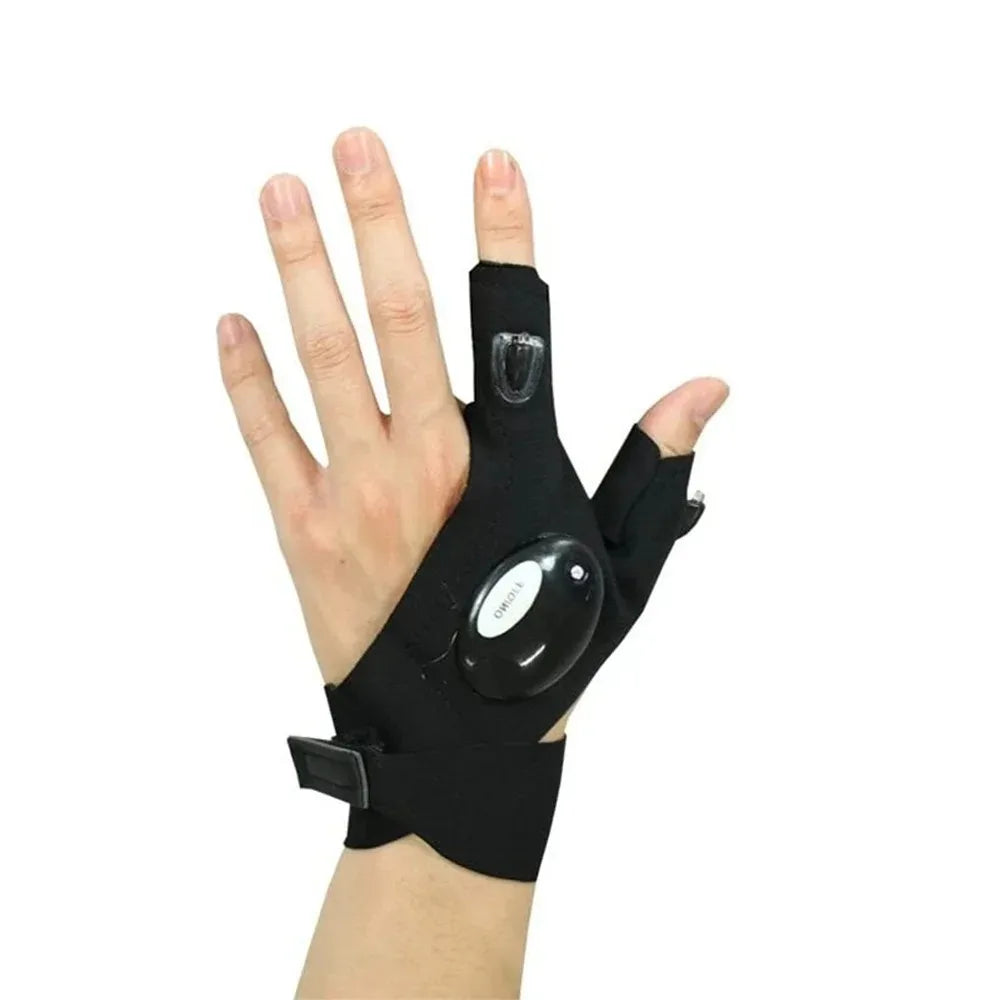 LED Flashlight Running Gloves – Waterproof Fingerless Gloves for Cycling & Hiking
