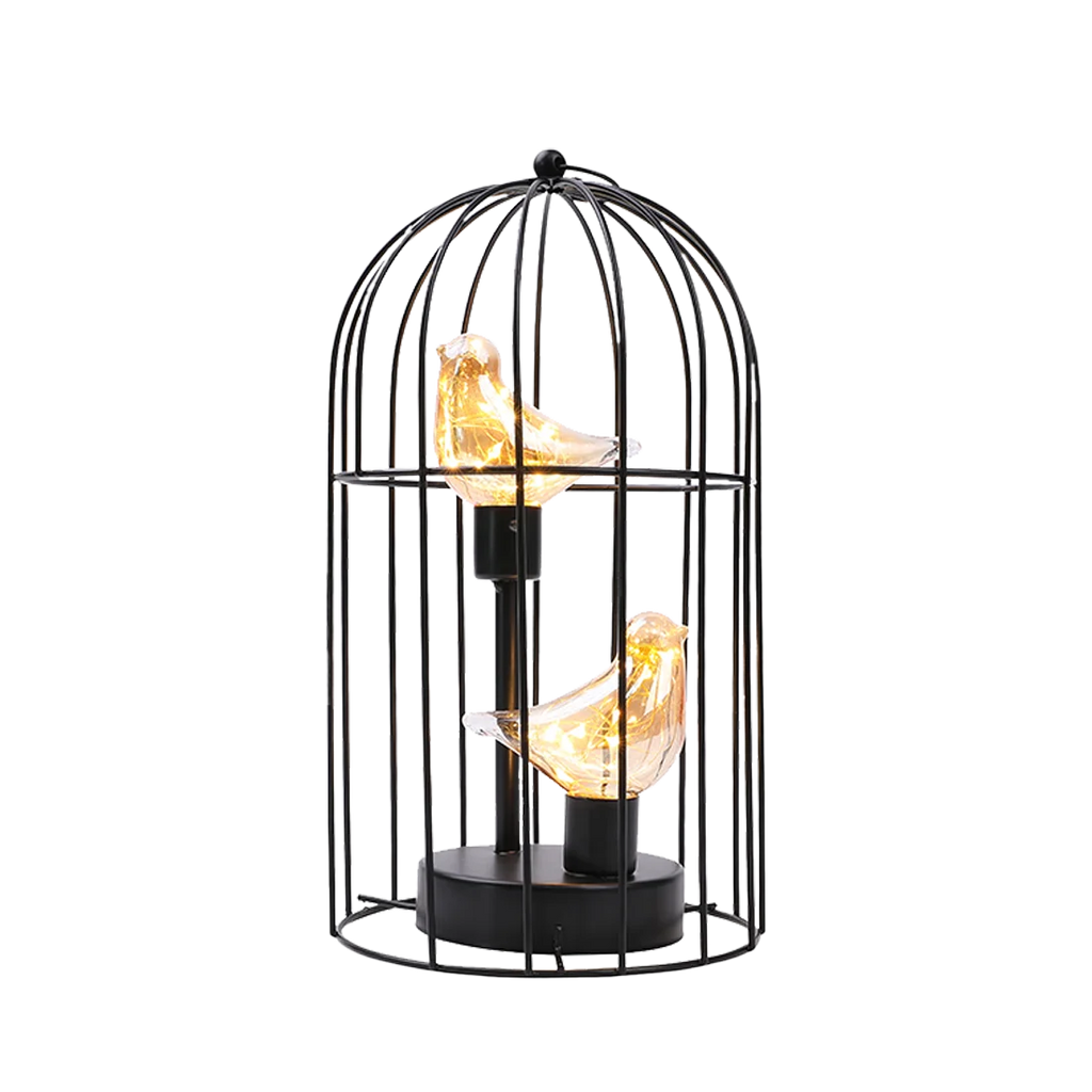 Birdcage Table Lamp Battery Operated Cordless Fairy Light Bird LED Home Decor