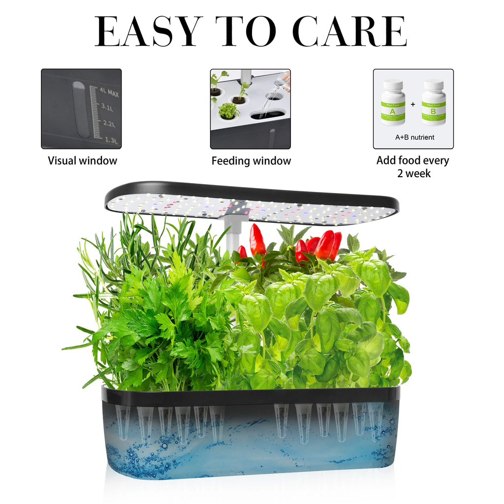 12 Pod Hydroponic Growing System Indoor Herb Garden LED Grow Light Timer