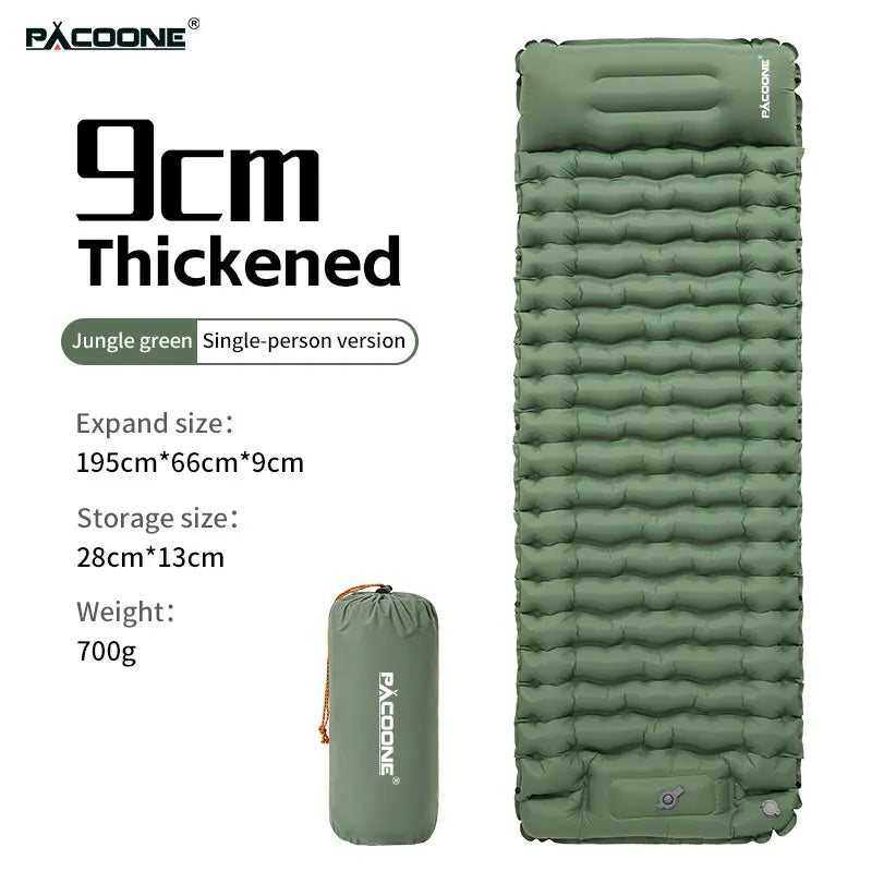 PACOONE Inflatable Camping Mattress with Pillow Ultralight Air Sleeping Pad Pump