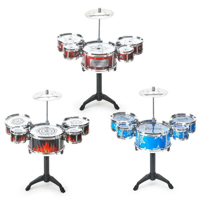 Kids Jazz Drum Set 5 Drum Kit with Cymbal Beginner Musical Toy