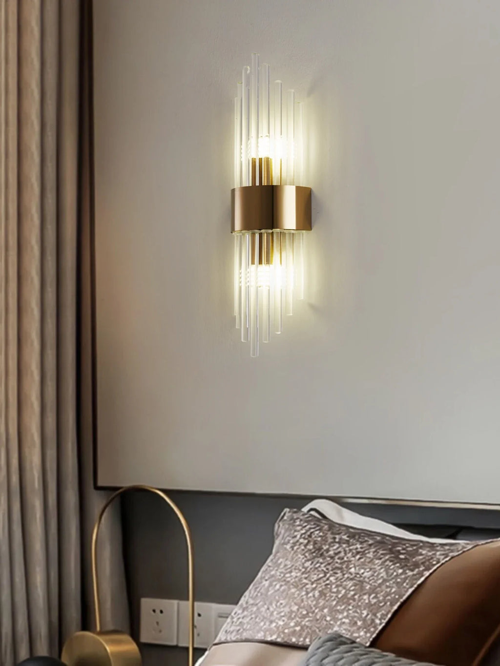 Crystal Wall Sconce G9 – Gold/Black Stainless Steel Light for Bedroom & Living Room