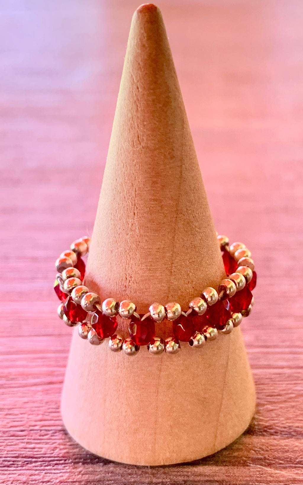 Sandee Handmade Seed Bead Wire Wrapped Ring Size 8