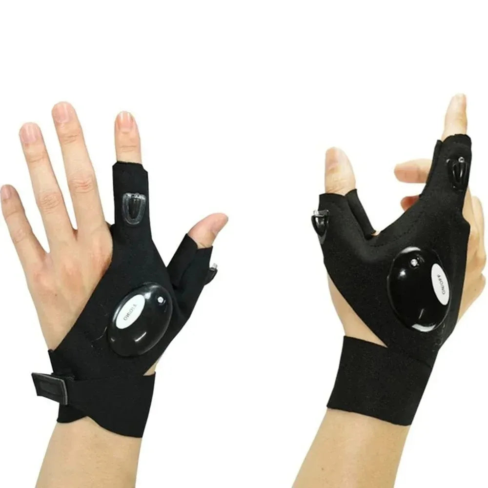 LED Flashlight Running Gloves – Waterproof Fingerless Gloves for Cycling & Hiking