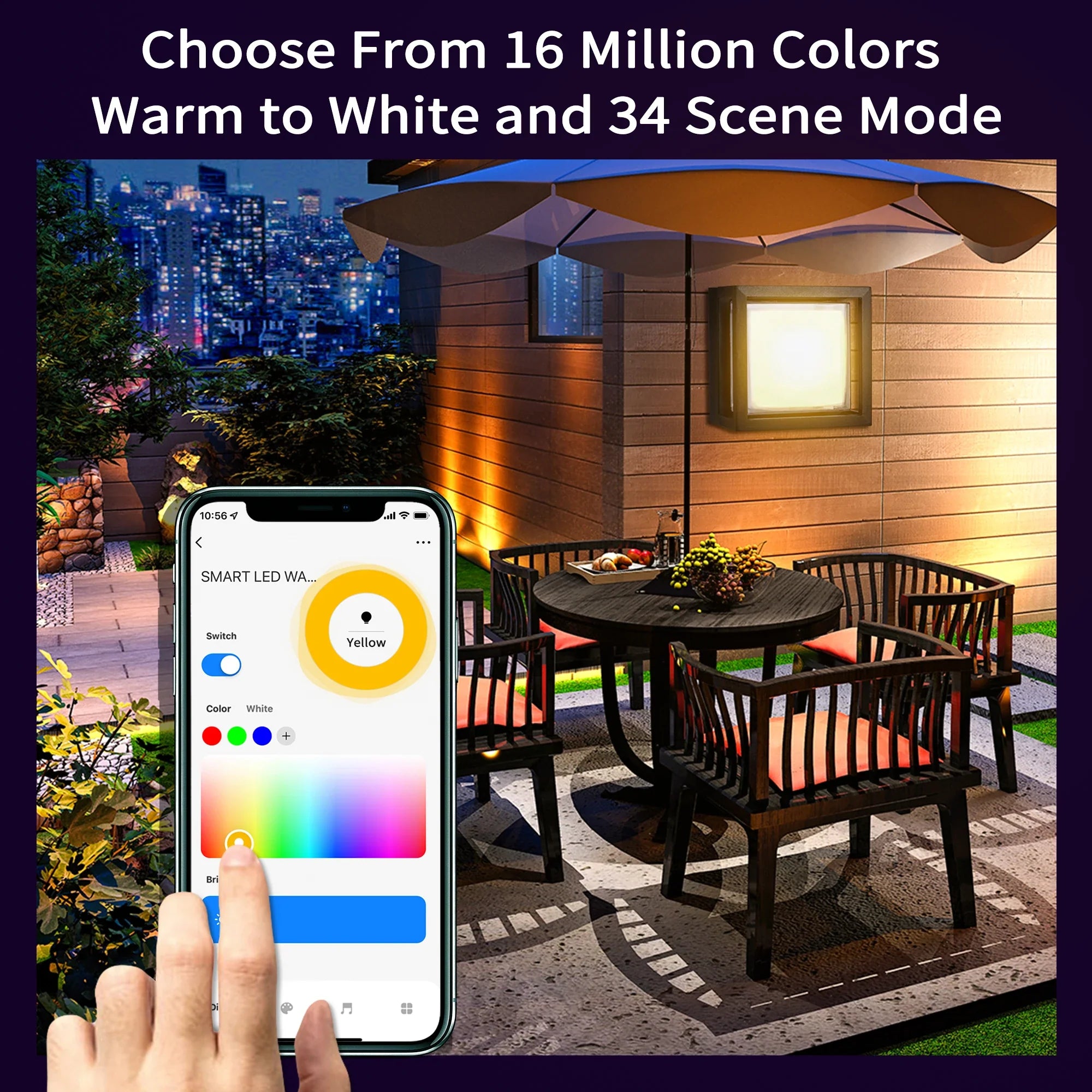WiFi Smart Outdoor LED Wall Light RGBICW 20W Waterproof Voice Control