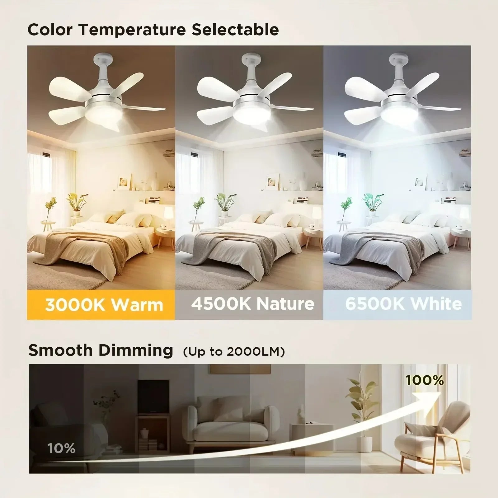 Ceiling Fan Light | Flush Mount Ceiling Fan with Remote Control & Dimmable Brightness | Versatile Lighting for Comfort